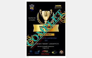 Tournoi de Nuit Fabrice PAILLAT le vendredi 26 janvier 2024 ( COMPLET )