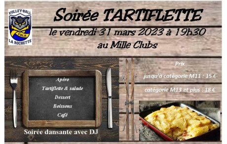 Soirée Tartiflette le vendredi 31 mars 2023