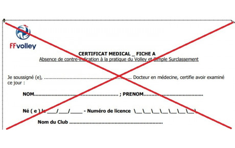 FFVolley - Fin du certificat médical systématique pour les majeurs